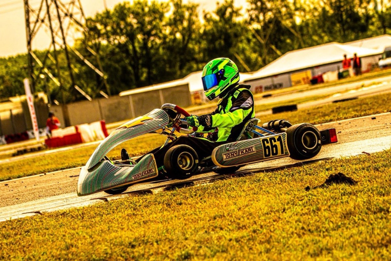 Trofim Krotov in kart 661 at speed during RMC-CE.